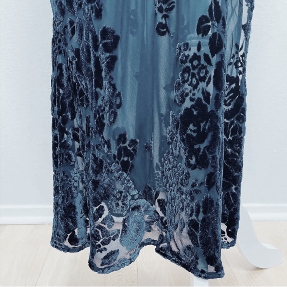 Vintage 90’s Y2K Silk Slip Dress Velvet Silk Dress Maxi Backless Dress Floral - Picture 8 of 8